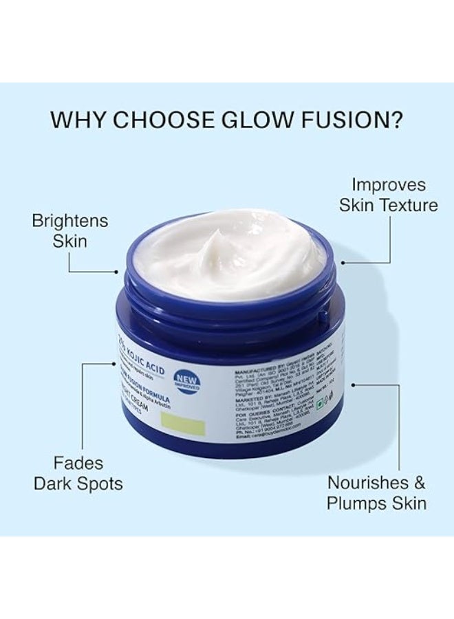 DERMDOC 2% Kojic Acid Glow Fusion Formula Night Cream with Niacinamide & Alpha Arbutin for Skin Brightening (50 gm) | Face Cream I Night Cream I Kojic Acid Brightening Cream I Glowing Skin - Image 2